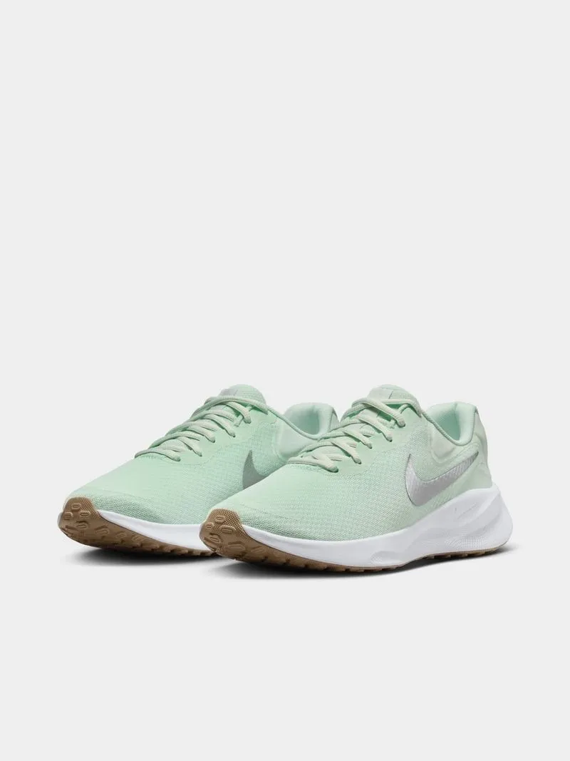 Womens Nike Revolution 7 Green/Metallic Silver Running Shoes