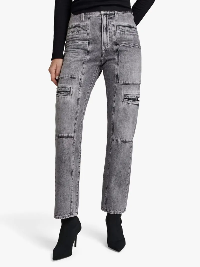 G-Star Wom en's Viktoria Utility High Grey Straight Jeans