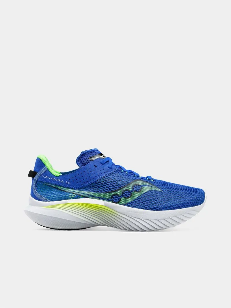 Mens Saucony Kinvara 14 Blue/Lime Running Shoes