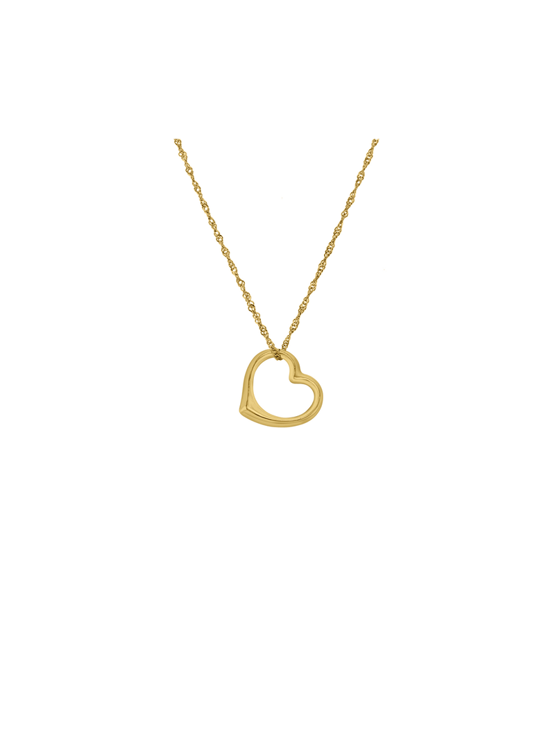 Yellow Gold & Sterling Silver, slider heart pendant on a chain