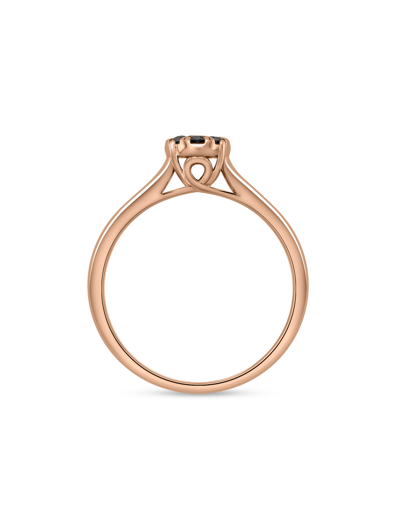 Rose Gold 0.25ct Black Diamond Blooming Cluster Ring