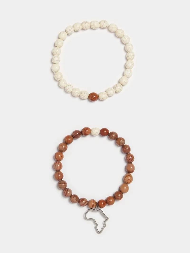 Men's Markham Mixed Stone Africa Pendant Multicolour Bracelet Pack
