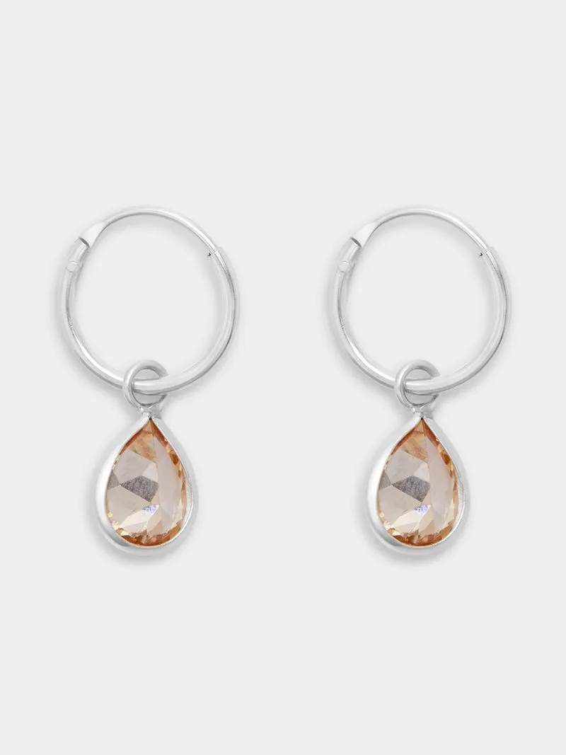 Sterling Silver Hoop with Removable Pear Shape Charm