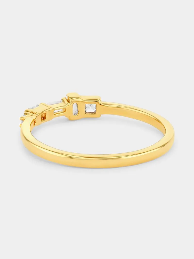 Gold Plated Sterling Silver Cubic Zirconia Baguette Ring