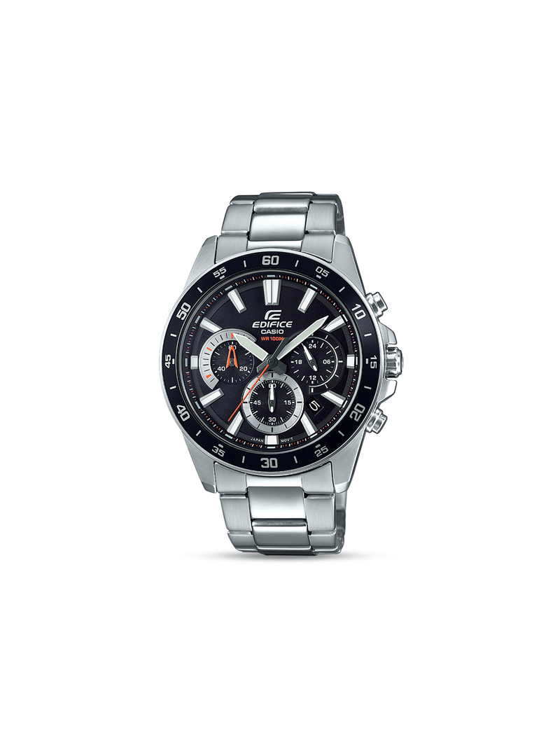 Casio Men's Edifice Black Dial & Silver Toned Chronograph Bracelet Watch