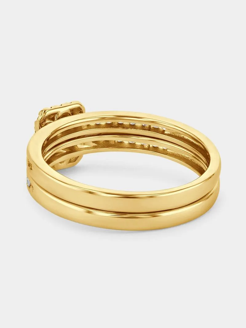 Yellow Gold 0.3ct Lab Grown Diamond Cushion Halo Twinset Ring