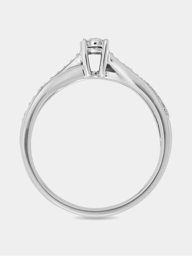 9ct White Gold & 0.15ct Diamond Illusion Twist Ring