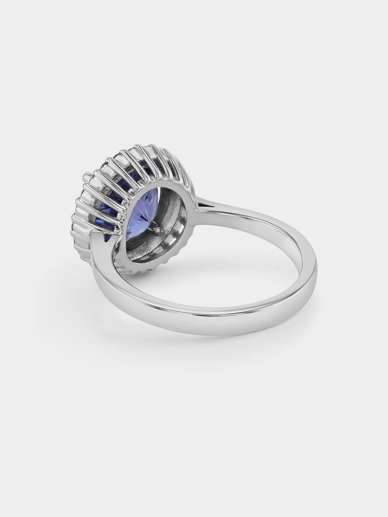 White Gold 0.30ct Diamond & Tanzanite Round Halo Ring