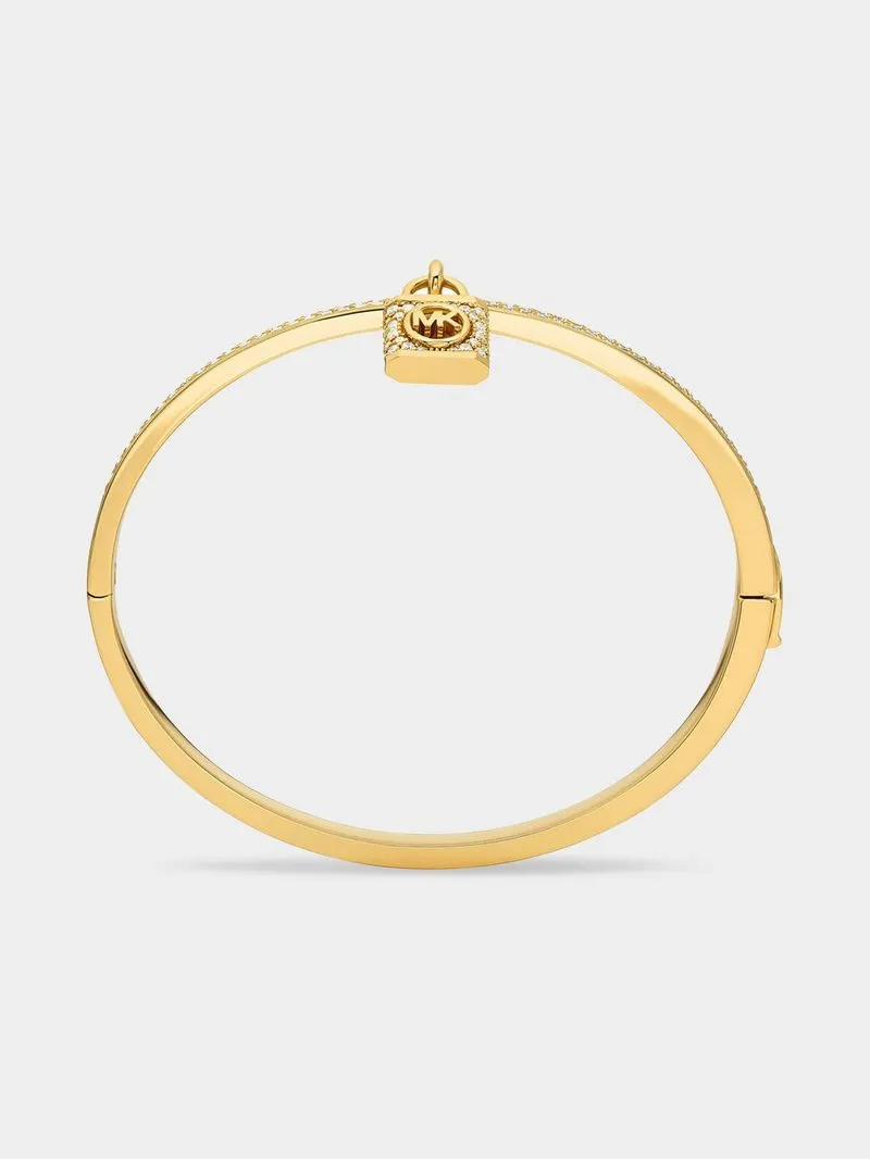 Michael Kors Metallic Muse Collection Gold Plated Cubic Zirconia Charm Bangle Bracelet