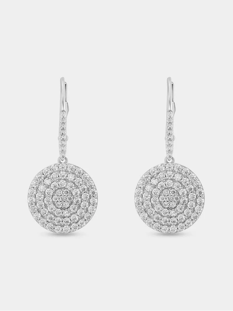 Cheté Sterling Silver Cubic Zirconia Pavé Disc Drop Earrings