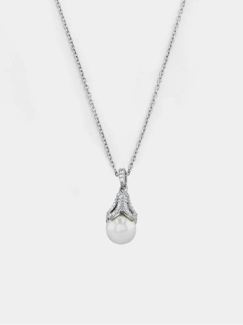Cheté Sterling Silver Pearl & Cubic Zirconia Women’s Fairy Pendant