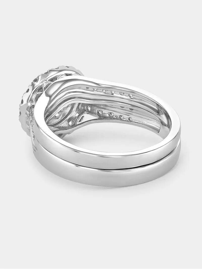 White Gold 1ct Lab Grown Diamond Women’s Double Halo Twinset Ring