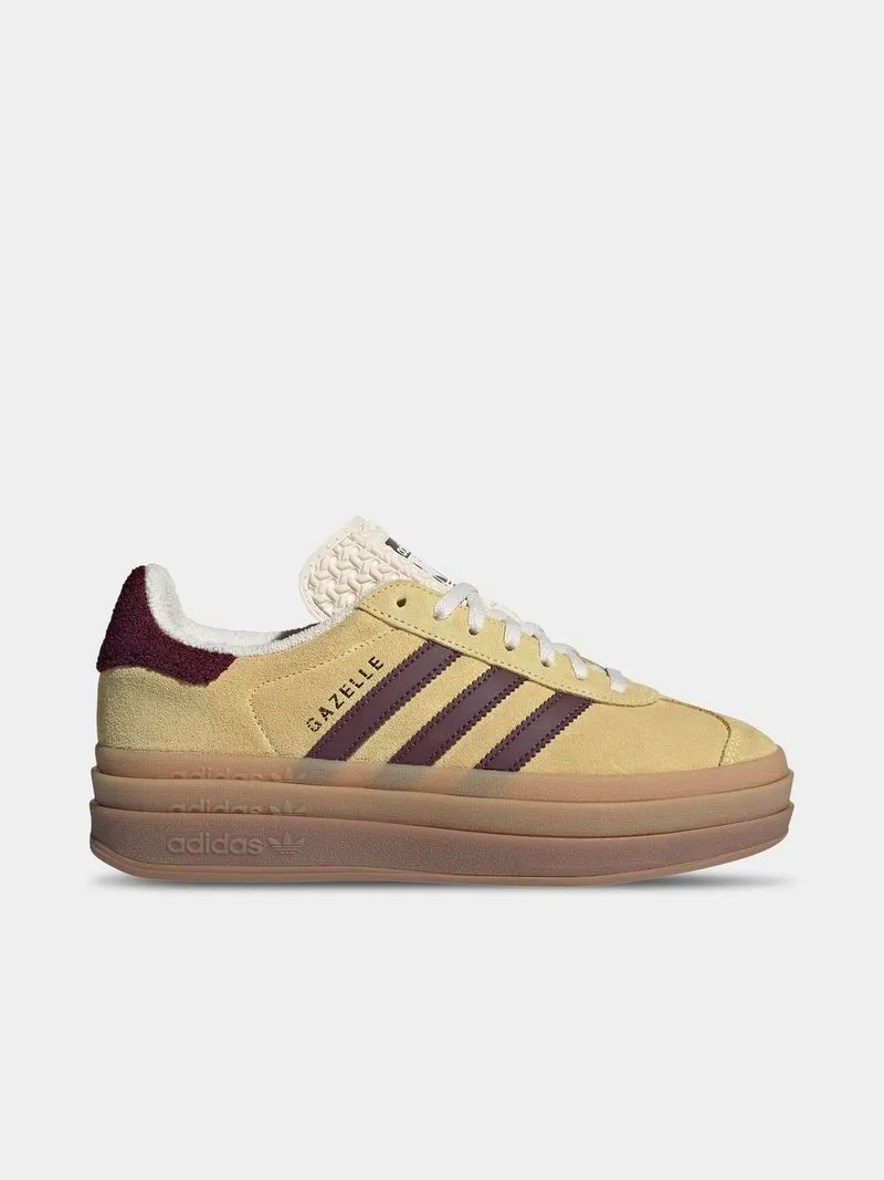 adidas Originals Women's Gazelle Bold Yellow/Burgundy Sneaker