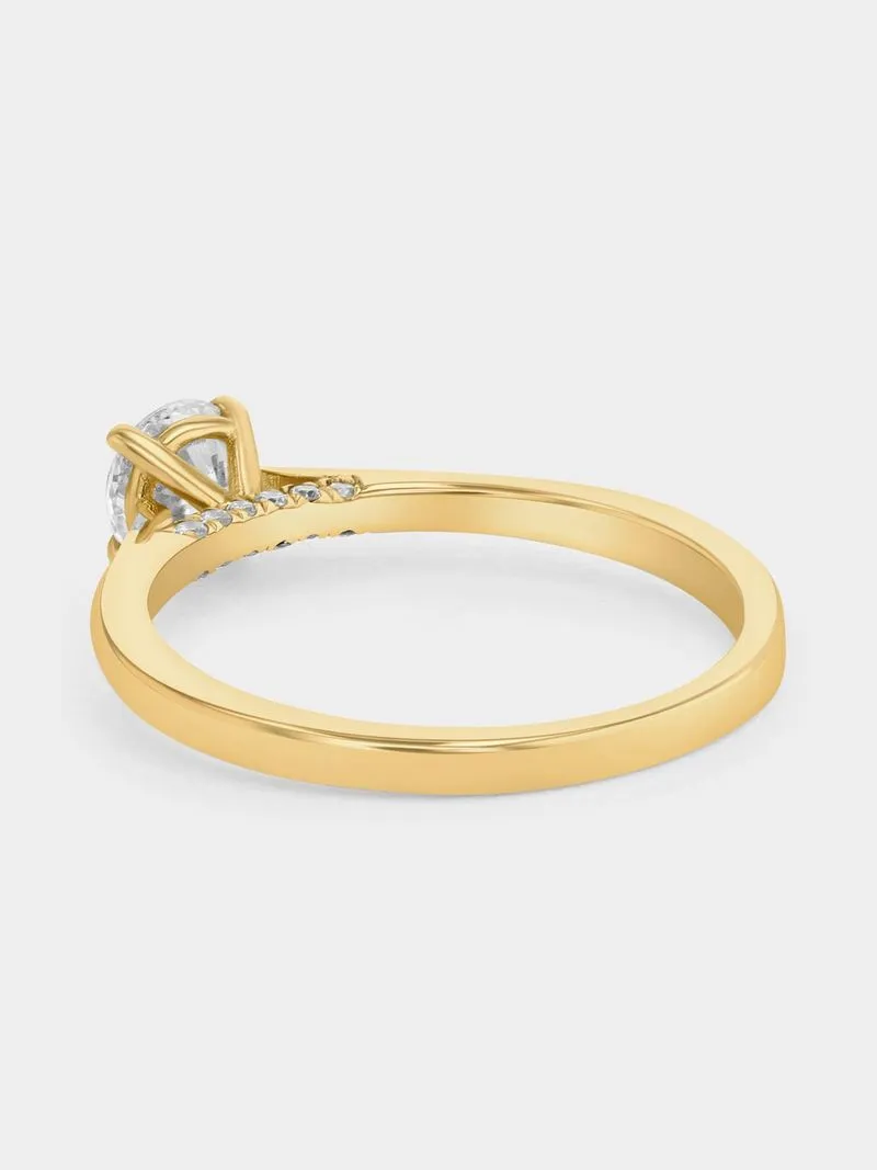 Yellow Gold 0.5ct Faint Blue Lab Grown Diamond Solitaire Ring