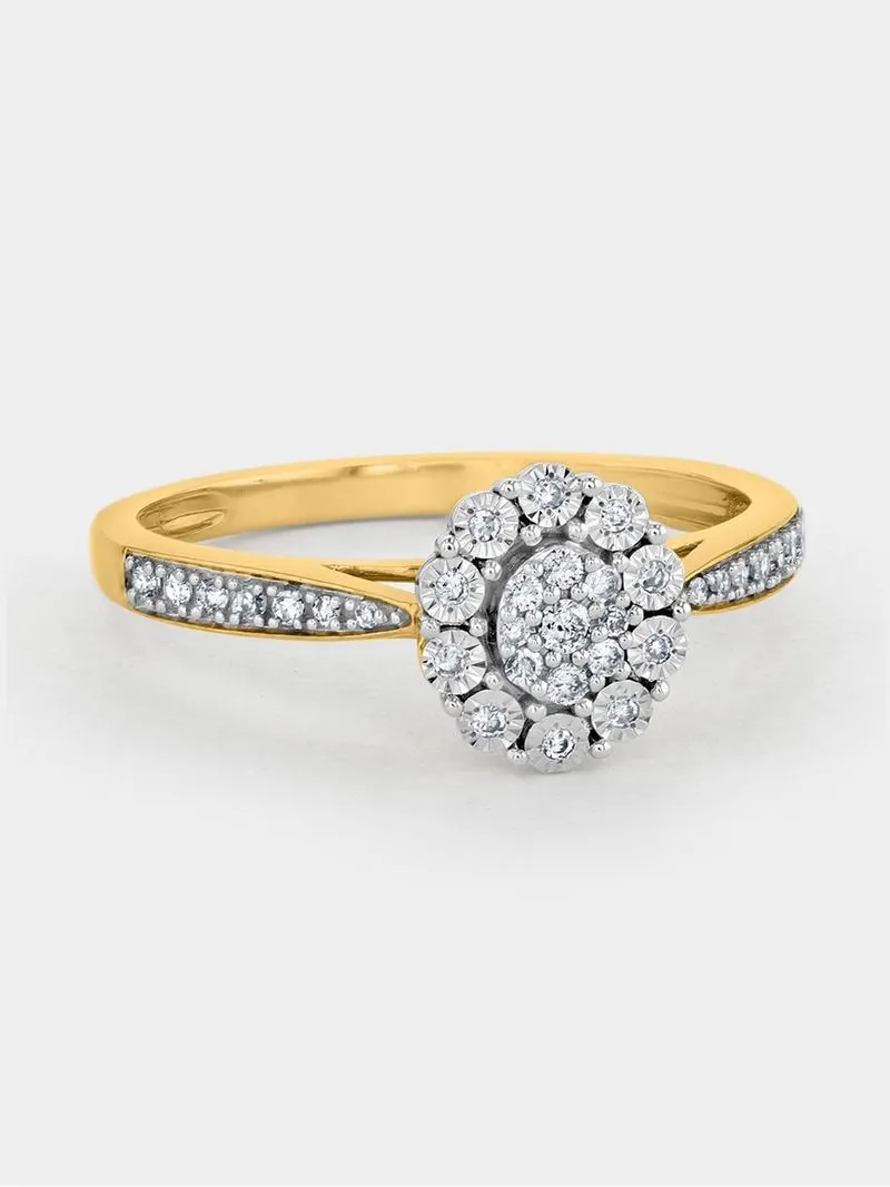 Yellow Gold 0.15ct Diamond Round Cluster Ring