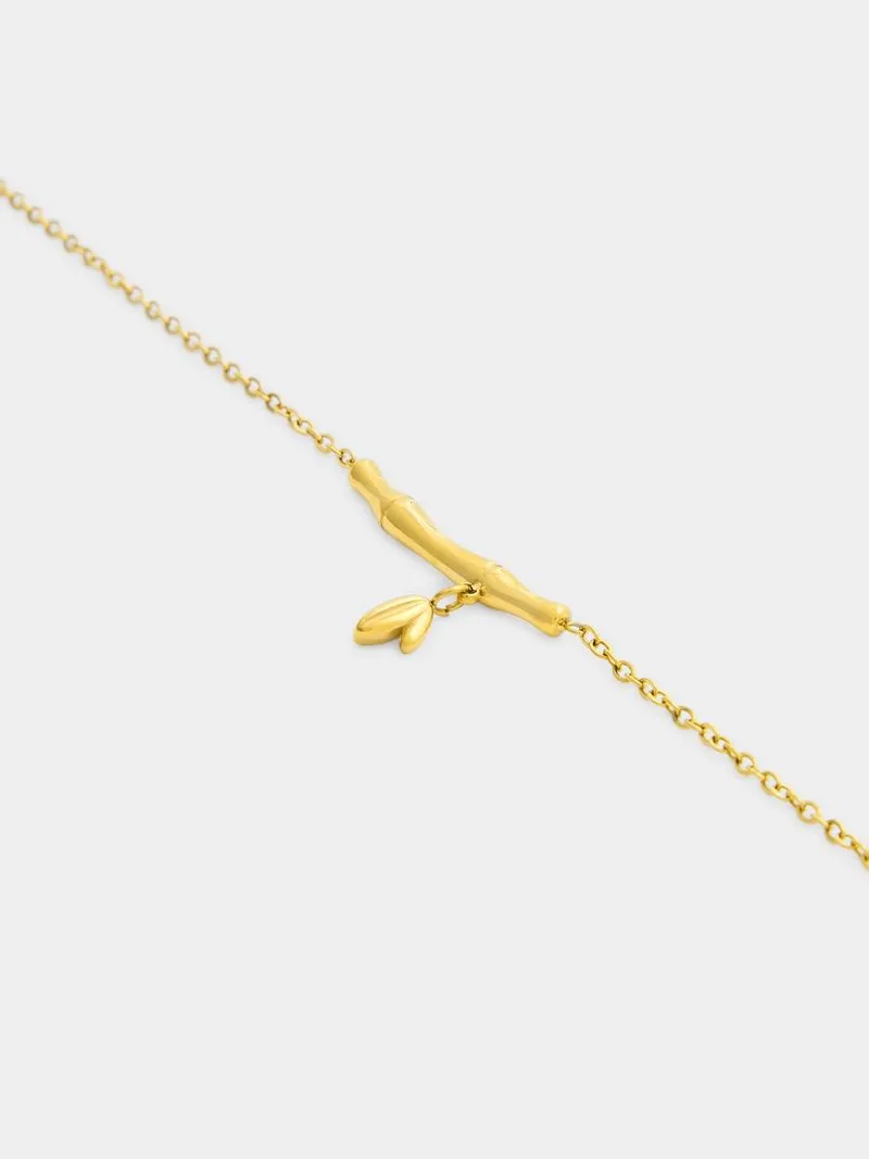 18ct Gold Plated Waterproof Stainless Steel Leaf & Branch Bracelet