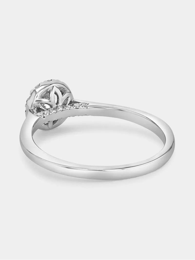 White Gold 0.5ct Lab Grown Diamond Solitaire Halo Ring