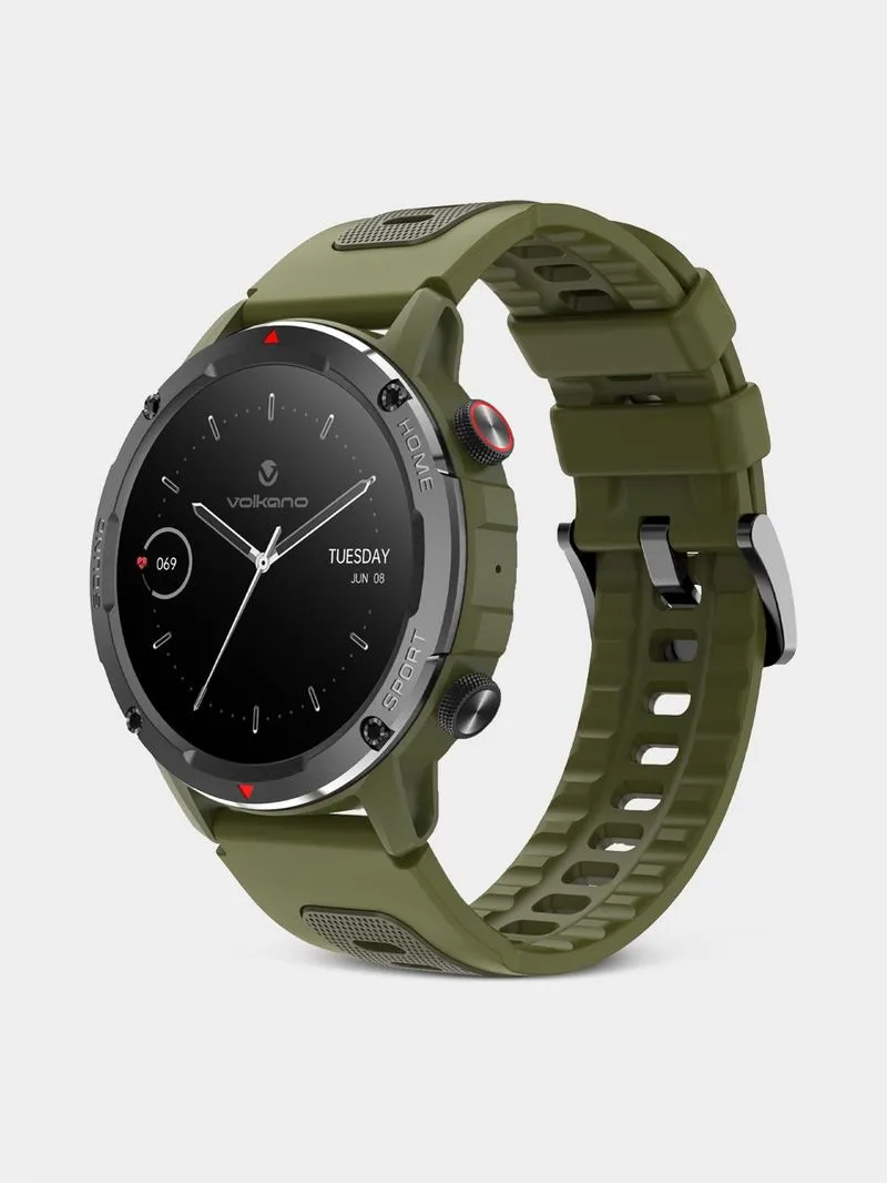 Volkano Fit Power Series Black Plated & Green Silicone Smart Watch