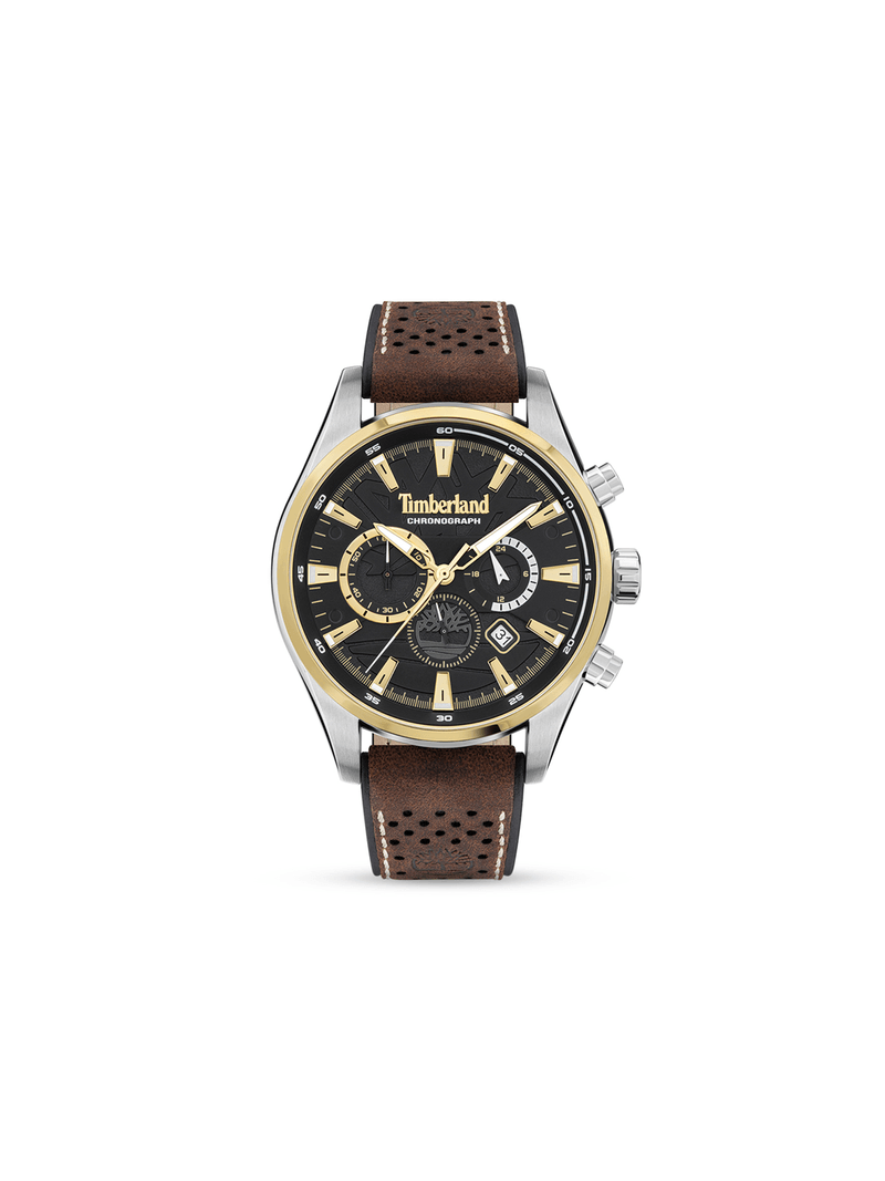Timberland Men's Aldridge Silver Toned & Brown Leather Chronograph Watch
