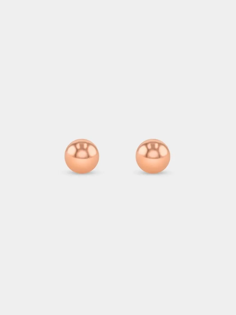 Rose Gold Plated Sterling Silver Ball Stud Earrings