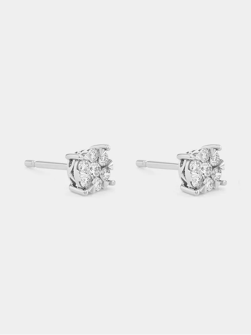 White Gold 0.25ct Diamond Women’s Illusion Solitaire Stud Earrings