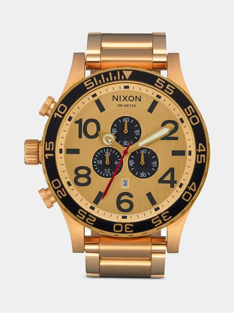 Nixon Men's 51-30 Chrono All Gold Plated & Black Stainless Steel Watch