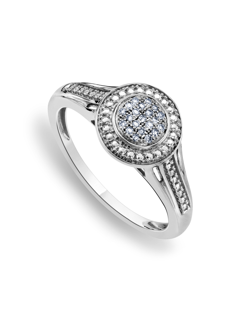 White Gold 0.063ct Diamond Round Shine Ring