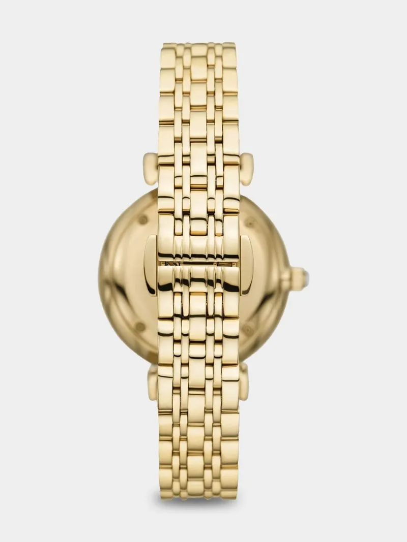 Emporio Armani Eggshell Dial Gold Plated Stainless Steel Bracelet Watch