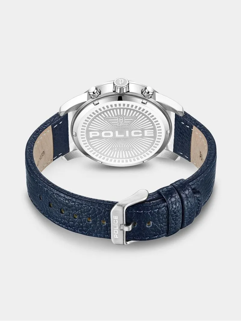 Police Men's Greenlane Stainless Steel & Blue Leather Chronograph Watch
