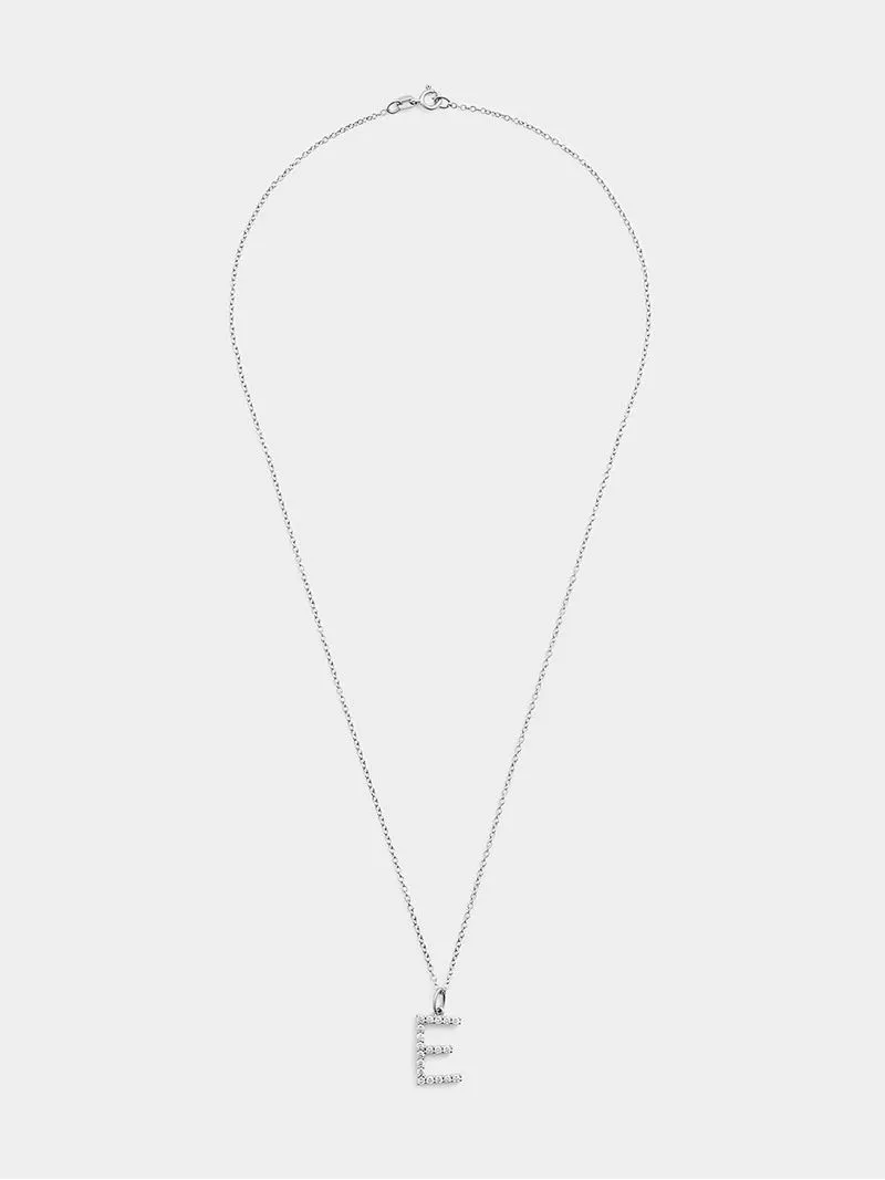 Cheté Sterling Silver Cubic Zirconia “E” Initial Pendant