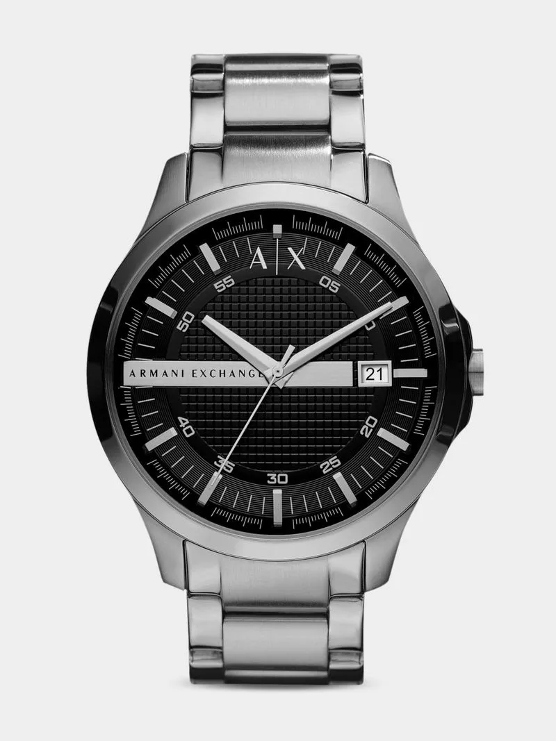 Armani Exchange Black Dial Stainless Steel Bracelet Watch