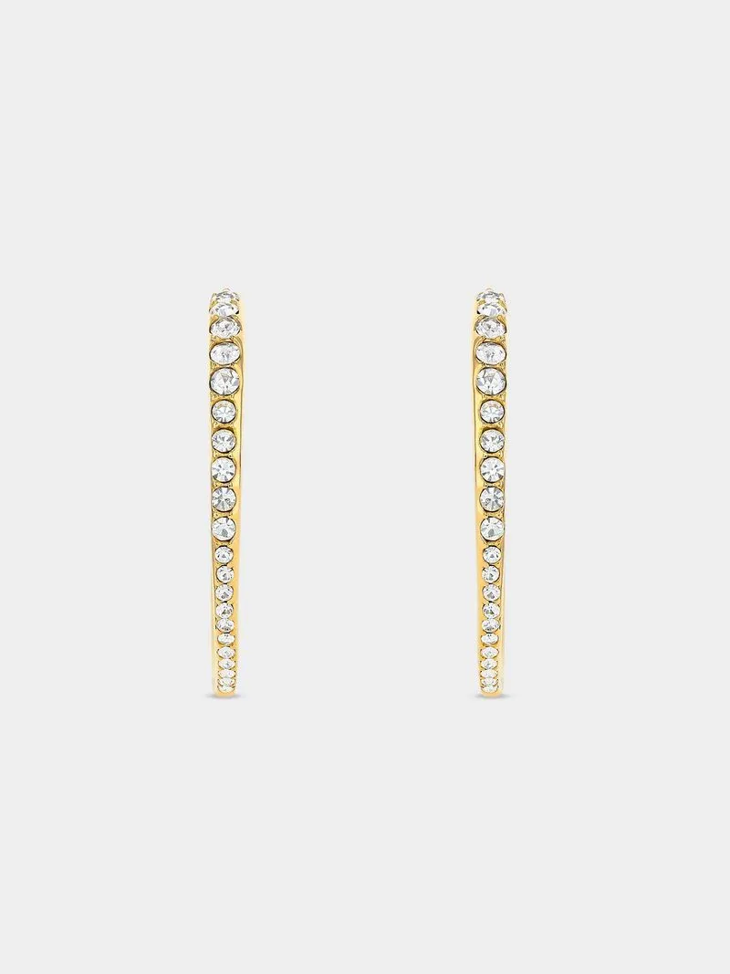 Tempo Jewellery Gold Plated Stainless Steel Cubic Zirconia Graduated Open Hoop Earrings