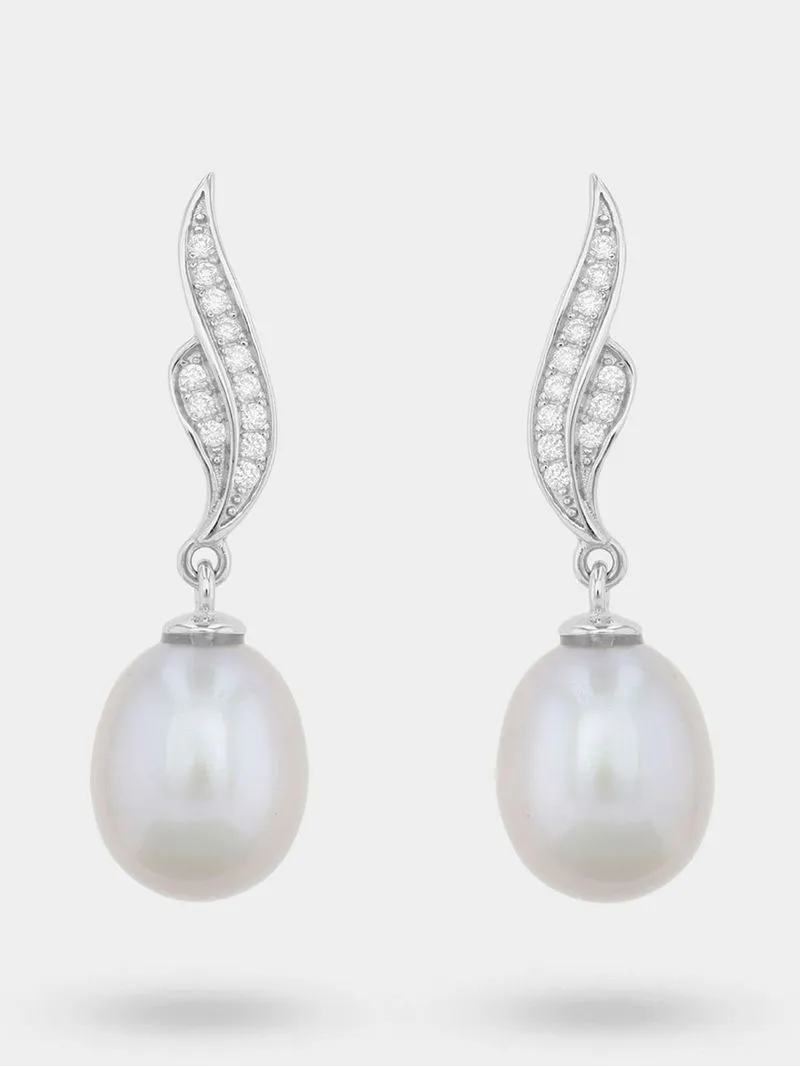Sterling Silver Grey Freshwater Pearl Women's Drop Earrings