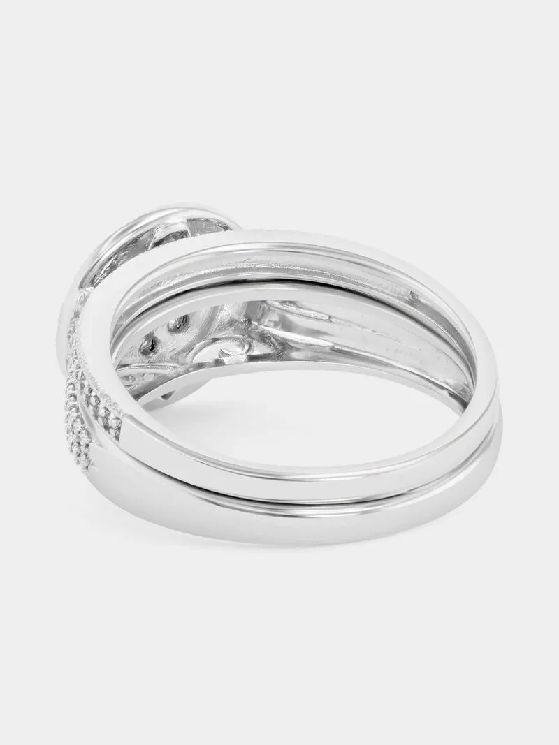 Sterling Silver Lab Grown Diamond Round Halo Twinset Ring