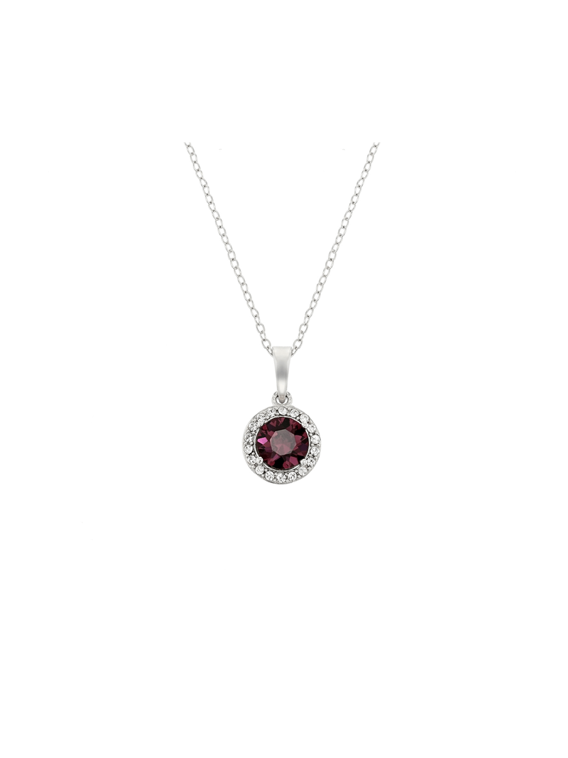 Sterling Silver Crystal Women's February Birthstone Pendant Necklace