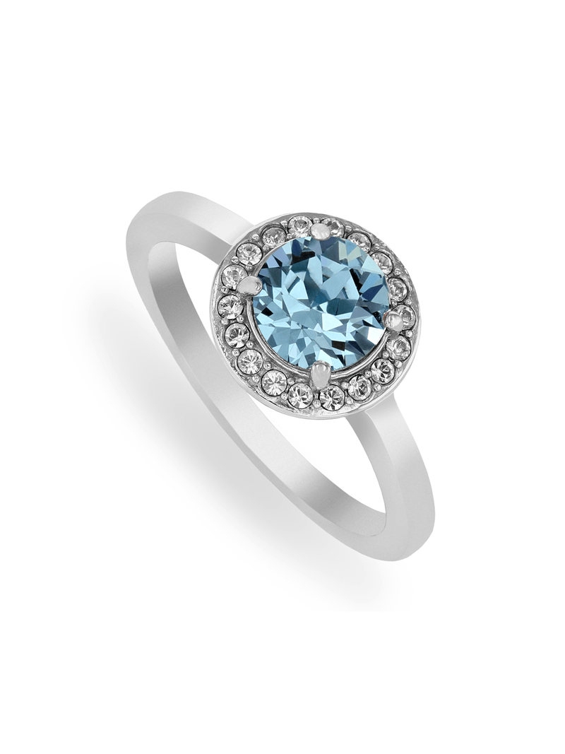 Sterling Silver Crystal Women's March Birthstone Ring