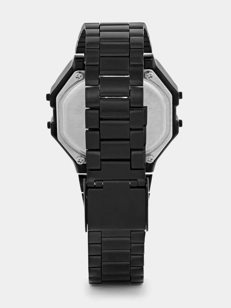 Daniel Klein Black Plated Camo Digital Bracelet Watch