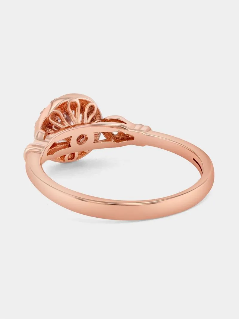 Rose Gold Diamond & Morganite Round Halo Ring
