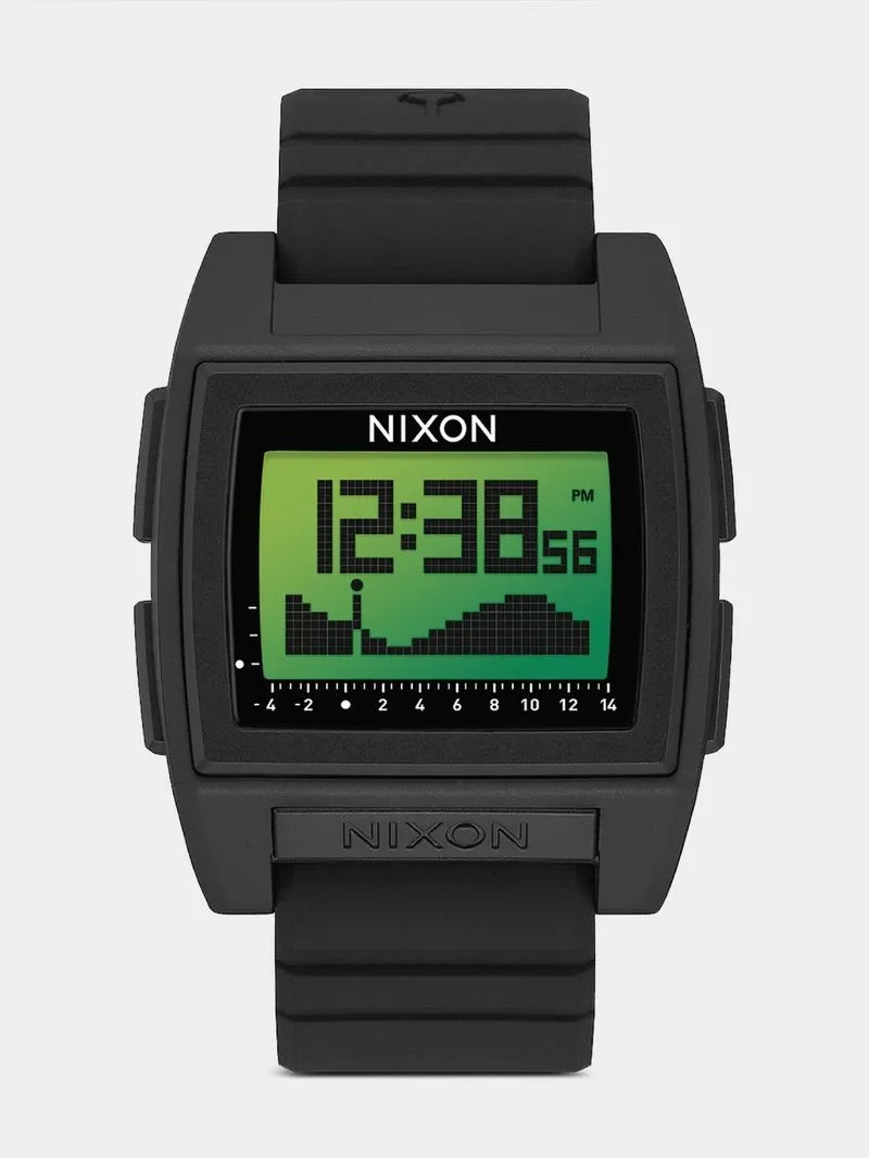 Nixon Men's Base Tide Pro Black & Green Positive Digital Silicone Watch