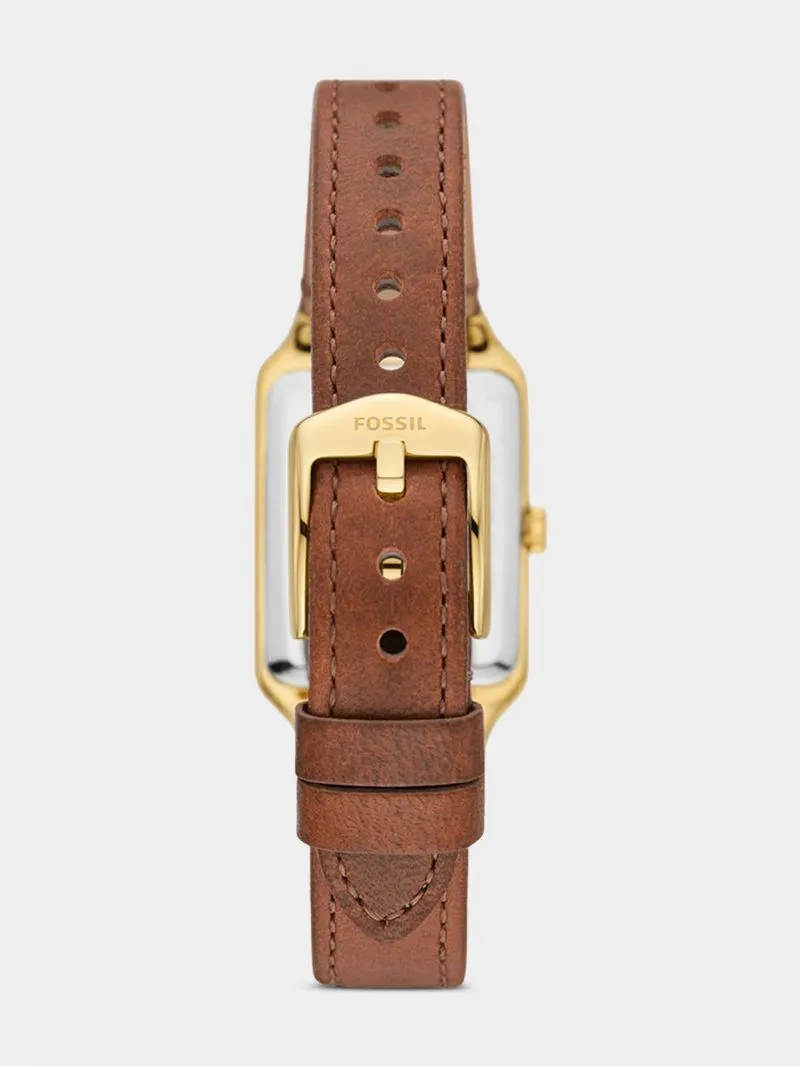 Fossil Raquel Gold Plated Stainless Steel Brown Leather Watch