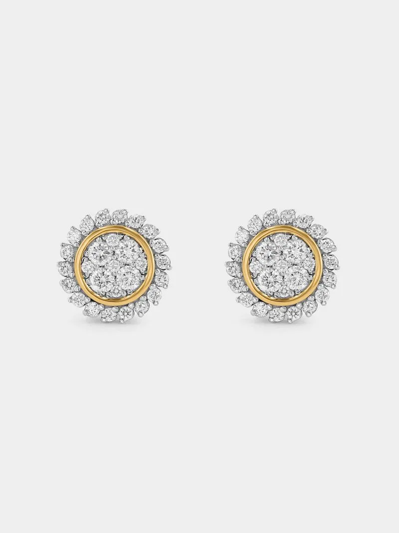 Yellow Gold 0.4ct Lab Grown Diamond Round Halo Stud Earrings