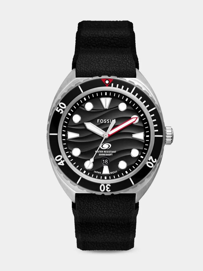 Fossil Breaker Stainless Steel Black Silicone Watch
