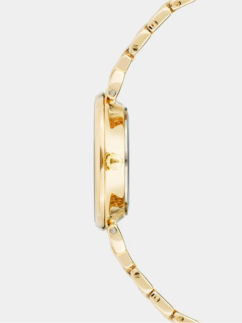 Anne Klein Ladies Crystal Accented Dial Gold Tone Bracelet Watch