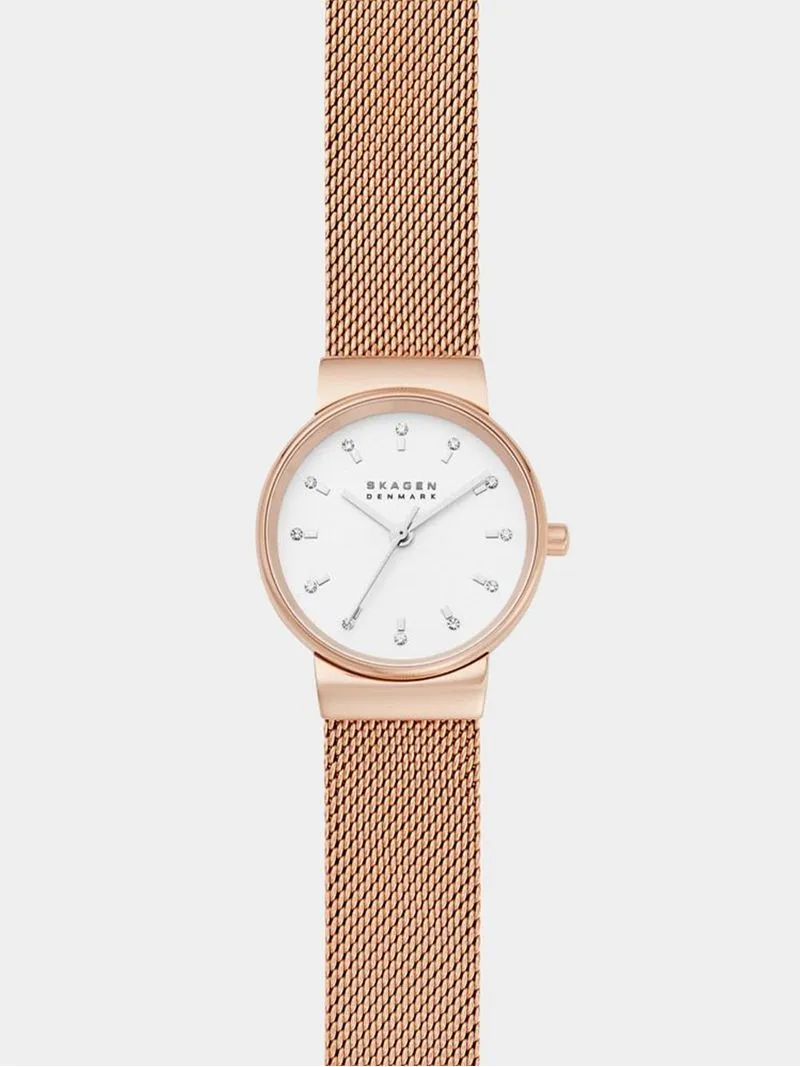 Skagen Women's Ancher Rose GOld Plated Stainless Steel Mesh Watch