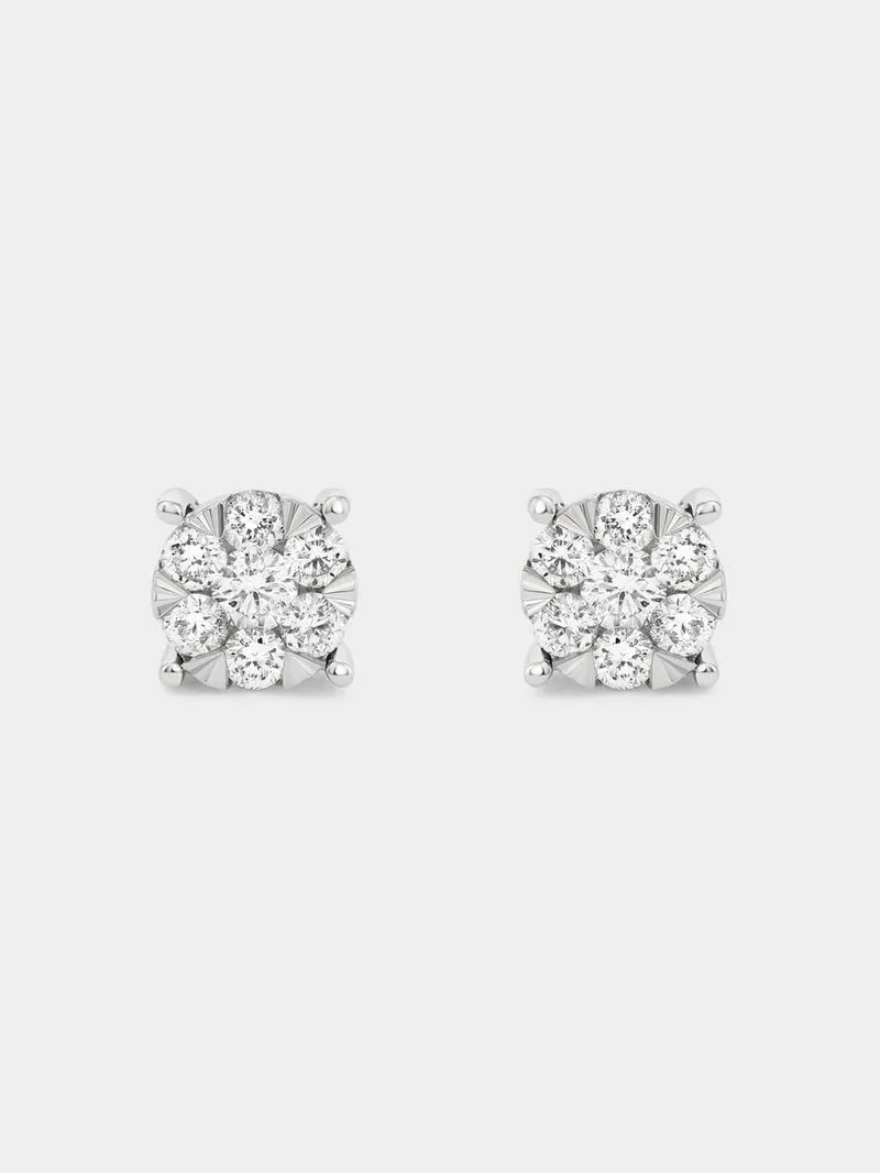 White Gold 0.25ct Diamond Women’s Illusion Solitaire Stud Earrings