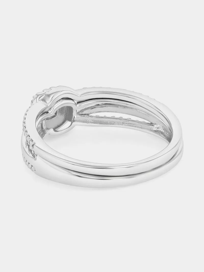 Sterling Silver Lab Grown Diamond Solitaire Cushion Halo Twinset Ring