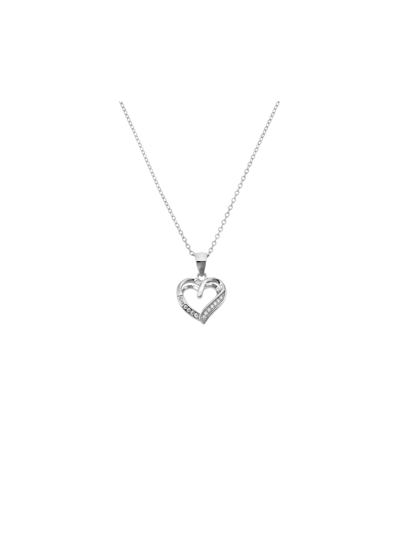 Sterling Silver Cubic Zirconia Kid's Swirl Heart Pendant Necklace