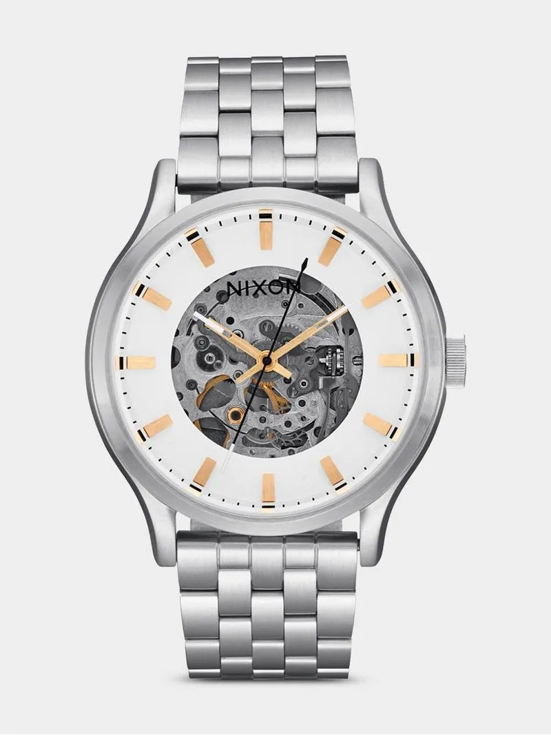 Nixon Men's Spectra Silver Plated & White Stainless Steel Bracelet Watch