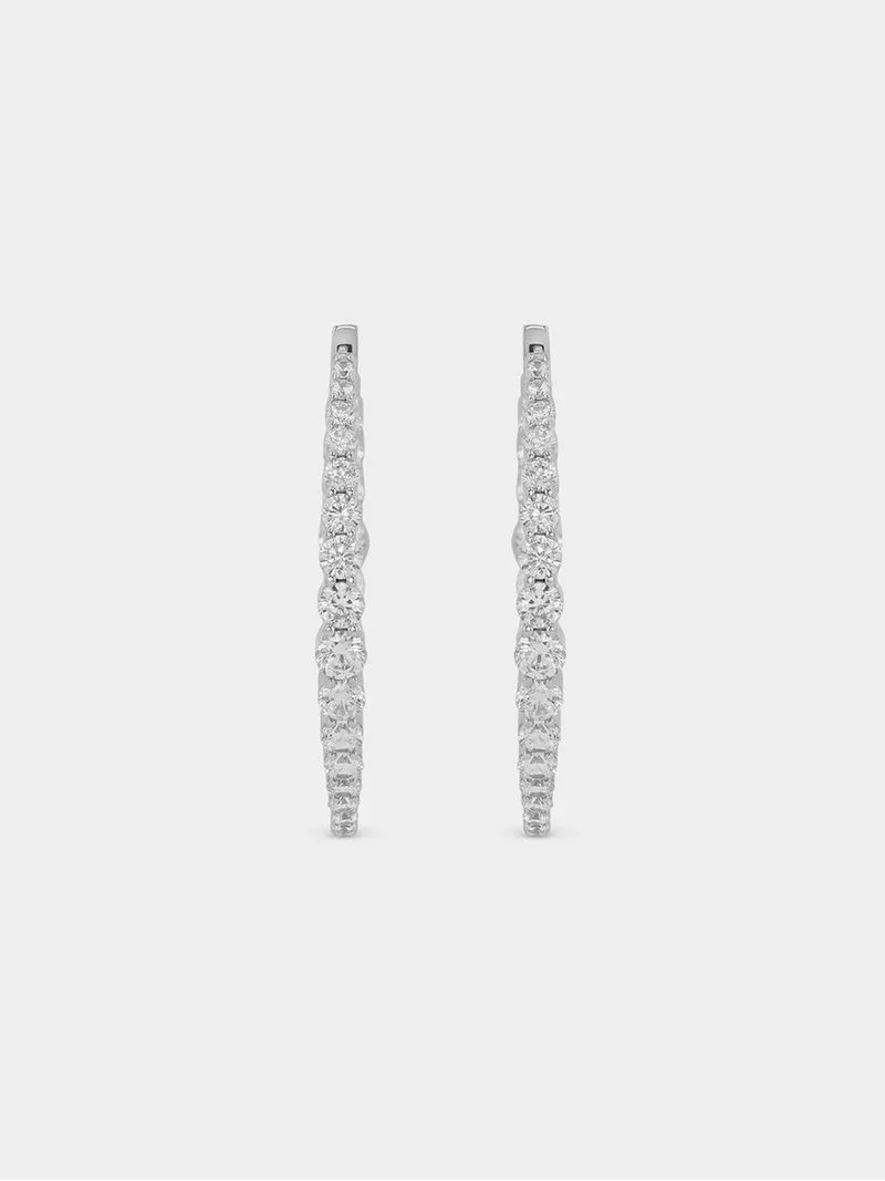 Cheté Sterling Silver Cubic Zirconia Pavé Bling Oval Hoop Earrings