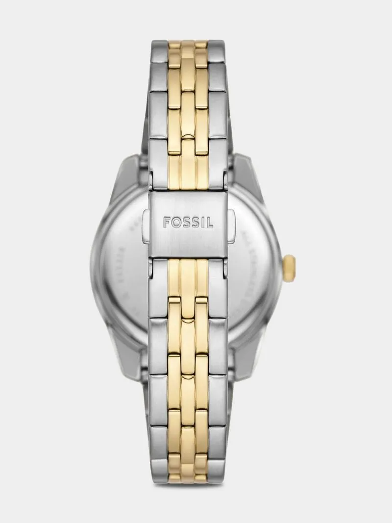 Fossil Scarlette Magenta Dial Gold & Silver Plated Bracelet Watch